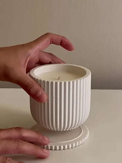 1세트 스트라이프 캔들 자 실리콘 몰드 - 클레이, 에폭시 레진, 석고, 콘크리트 DIY 라운드 스트라이프 저장 보석함 - 홈 데코레이션 화분 및 화분 성형 키트