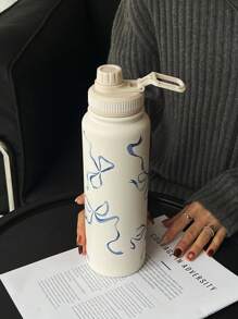 1 件 600ml-800ml-1000ml 蓝色蝴蝶结双层不锈钢保温杯，户外运动水瓶，平底杯，适用于办公室、户外、家居、生日、情人节、母亲节、毕业典礼、返校和其他节日 - 彩色 - 查看 9