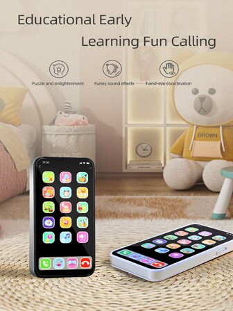 1pc Children's Realistic Apple Smartphone Music Phone, Multi-Mode Touch Screen, Educational Toy For Boys & Girls, Christmas, Thanksgiving, Birthday Gift