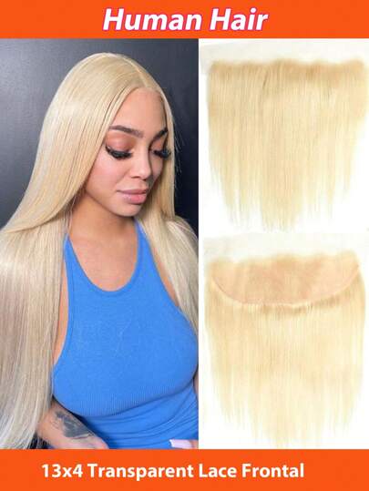 613 Blond Frontal Rak 13x4 Transparent Spets Frontal Stängning Brazilian Virgin Remy Hair Blont Frontal Människohår För Kvinnor Förplockat med babyhår