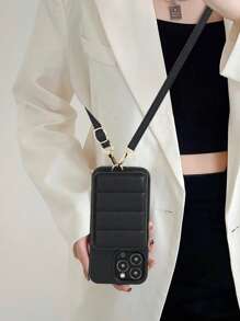 1pc Black Wallet-Style Detachable Shoulder Strap Phone Case With Card Slots & Lanyard Compatible With IPhone 16e/11 Pro Max, IPhone 12 Pro Max, IPhone 13 Pro Max, IPhone 14 Pro Max, IPhone 14 Plus, IPhone 15, IPhone 15 Pro Max, Galaxy S20 Ultra, Galaxy S21 Plus, Galaxy S21 Ultra, Galaxy S22 Plus, Galaxy S23/S24/S25 Ultra, Pixel 5A 5G, Pixel 6 Pro, Pixel 7 Pro, Pixel 8 Pro, Xperia Ace III, Xperia 1 V, Xperia 5 V, Xperia 10 V Waterproof Shockproof Anti-Fall Scratch Resistant