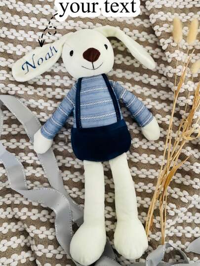 1PC Personalized Embroidered Rabbit, Embroidered Birth Date, Best Gift For Giving, Non Fading Soft, Embroidered Text, Lucky Rabbit, Valentine's Day Gift, Festival Gift Blessings, Embroidered Name Plush Rabbit, Embroidered Plush Animal Toy, Birthday Gift, Christmas Gift, Family Gift, Son, Daughter, Birthday Gift,Multi-Functional,Reusable,Ornamental,Animal,Exquisite,Stylish,Soft,Adorable,Colorful,Cute,Funny,Custom,Personalized,Customized,Unique,Ideal Gifts For Her,Ideal Gifts For Him,For Anniversaries,For Birthdays