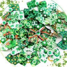 20 件装小型犬毛发配饰手工制作狗蝴蝶结带橡皮筋适用于圣帕特里克节宠物小狗蝴蝶结美容用品 - 彩色 - 查看 8