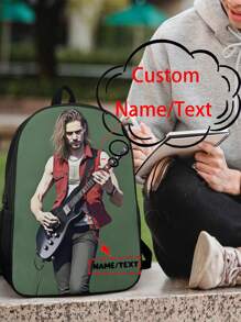 Customized 17-Inch Guitar Graphic Backpack For Boy, Fashion Outdoor Travel Bag, Perfect For Students And Music Enthusiasts