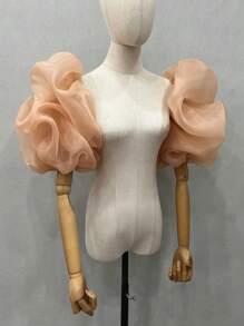 One Piece Black Organza Puff Sleeves 2 Elasticated Bridal Sleeves Autumn Accessories