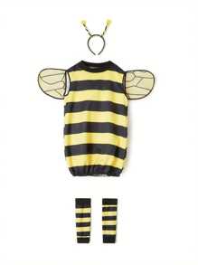 Halloween Women Bee Costume Set Bumble Bee Wings Headband Socks Lady Bee For Halloween Accessories - 黃色 - 查看 4