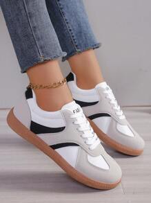 Nowe modne buty sportowe i treningowe dla kobiet w dużych rozmiarach, cholewka z PU Patchwork, antypoślizgowa gumowa podeszwa, odpowiednie na każdą porę roku