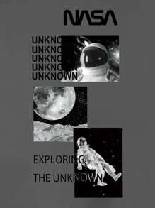 Diseño creativo de verano. Nueva llegada. Camiseta Astronaut para hombre. Con gráficos tipográficos, esta camiseta de manga corta a la última moda ofrece un estilo versátil para múltiples ocasiones - Gris - Ver 7