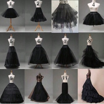 Black Bridal Petticoat Crinoline Underskirt Hoop/Hoopless/Mermaid/Fishtail