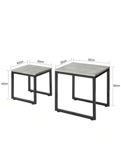 SoBuy FBT42 HG, Nesting Tables, Set Of Coffee Tafel Side End Table, Grijs Zwart view 3