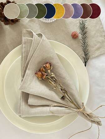 2/6/12 件简约纯色柔软吸水布餐巾，适用于婚礼、派对、宴会、餐厅、厨房、野餐、餐桌装饰