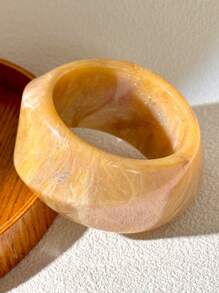 1 件女士不对称圆形树脂手镯，暖色系列，优雅，适合作为送给家人和朋友的礼物