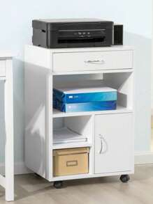 SoBuy Printer Table With Drawer And Door Wood White - White - View 1