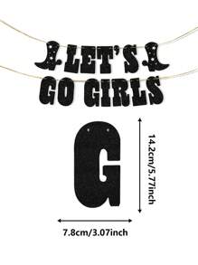 Pancarta de purpurina "¡Vamos chicas!" - Champán, decoraciones para despedida de soltera, banderín de cumpleaños de vaquera, suministros para fiesta con tema de rodeo y botas de vaquera con purpurina