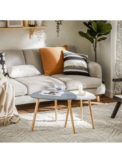 SoBuy FBT74 Set Of Side Tables Shelves Coffee Tafel Sofa Nesting Bamboo White/Natural view 3