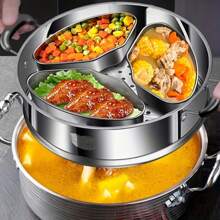 3pcs/4pcs Stainless Steel Steamer Set - Fan-Shaped Steamer Box, Steaming Plate, Compatible With Rice Cooker, Wrinkle-Resistant, Heat-Resistant, Dishwasher Safe, Cooking And Dining Accessories Without Electricity Required