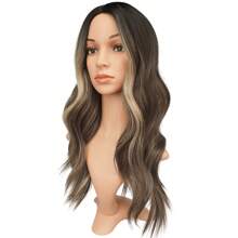 FESHFEN Long Curly Blonde Hair, 55 Cm Middle Part Women Wigs, Natural Synthetic Wigs, Women's Curly Wavy Wigs For Party And Everyday Long Wavy Wigs. - Brown Mixed Blonde - 查看 2