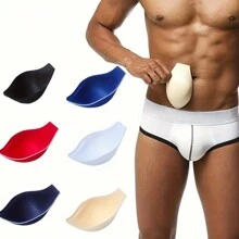 2 quần lót thể thao nam, quần lót polyester có đệm mút, màu trơn, thiết kế ôm sát, tăng cường hỗ trợ cho đồ bơi, quần lọt khe và quần đùi - Nhiều màu - Xem 1