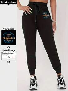 Customize Women's Pants, Upload The Favorite Picture, Gift - Black - View 1