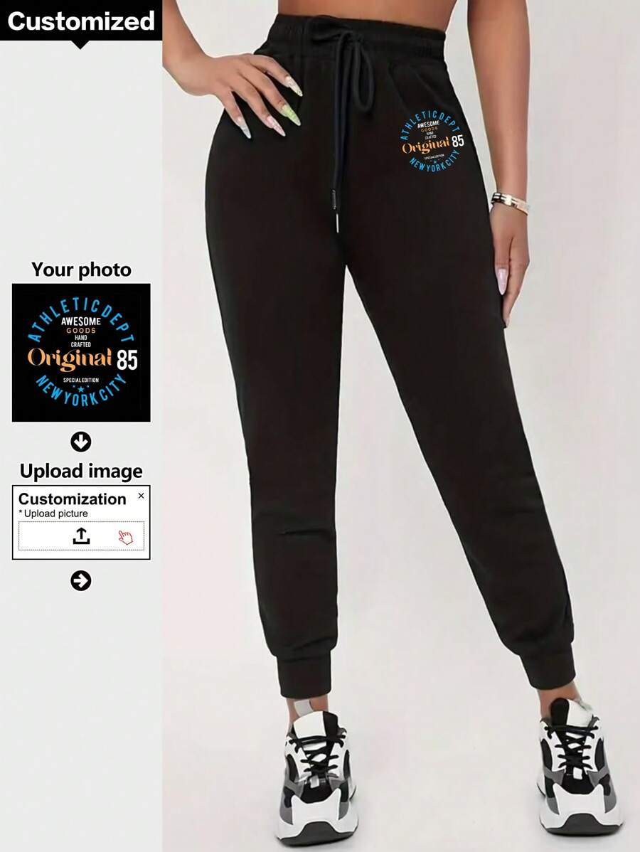 Customize Women's Pants, Upload The Favorite Picture, Gift - Black - View 1