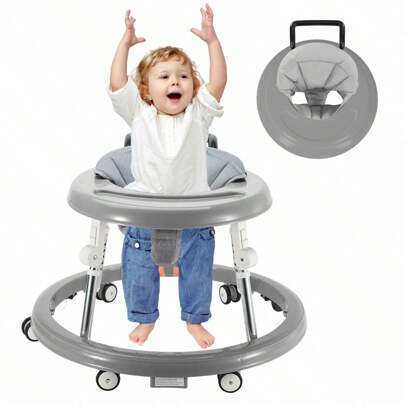 Baby Walker With Multi-Functional Folding,Anti-Rollover Design,Height Adjustable And Brake Device For Babys 6-18 Months Suitable For All Terrains