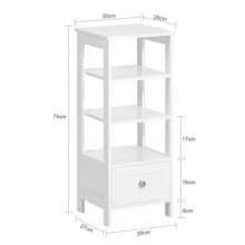 SoBuy FBT91-W, Bàn phụ, Bàn cuối, Bàn điện thoại, Đèn bàn, Bàn sofa, Bàn đầu giường có 3 kệ và 1 ngăn kéo, Rộng 30 X Sâu 28 X Cao 74cm Trang trí phòng tắm gia đình, Bộ sắp xếp phòng tắm Phụ kiện phòng tắm mùa hè - trắng - Xem 2