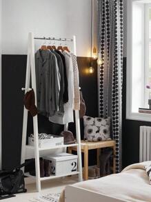 SoBuy White Modern Clothes Rail Stand Rack With Two Storage Shelves, Wood Coat Rack Hanging Rail, FRG59-W - White - View 1