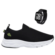 Men's Orthopedic Walking Gym Running Shoes + Watch - 黑色 - 查看 1