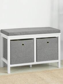 SoBuy FSR81-HG, 2 Baskets Hallway Bedroom Storage Bench, Shoe Bench Shoe Rack Shoe Cabinet With Seat Cushion - Grey - View 2