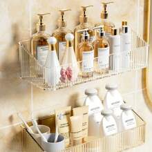 No-Drill Bathroom Shelf Toilet Rack Accessories Bathroom Storage Corner Shelve Kitchen Wall Dinding
