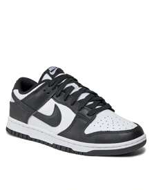 NIKE Dunk Low Retro - 男士休闲舒适运动鞋，适合日常穿着 - White/White/Black - 查看 2
