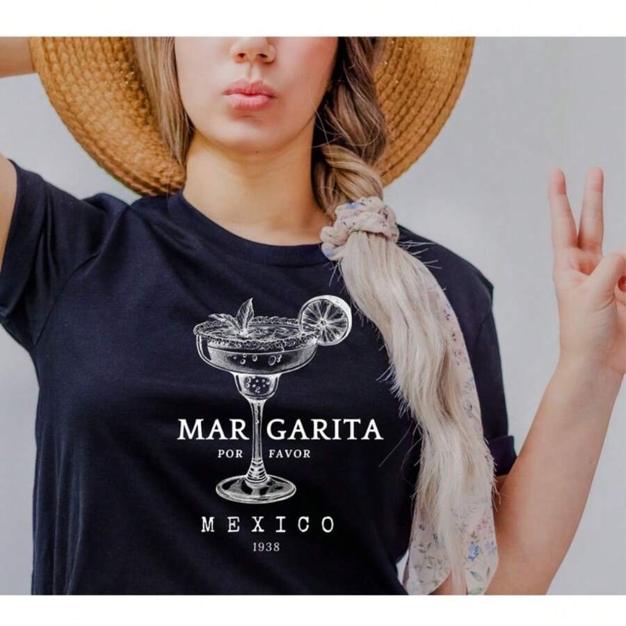Camiseta de la Margarita, Camiseta de México, Camiseta de Alcohol, Camiseta de Tequila de México, Camiseta de Tulum Margarita - Camiseta súper suave y cómoda - Negro - Ver 1
