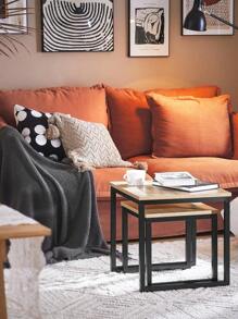 SoBuy FBT42-HG, Nesting Tables, Set Of 2 Coffee Table Side Table End Table, Grey & Black - Brown - View 2