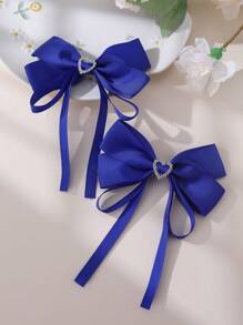 2件/12件女孩蝴蝶结和心形设计发夹套装