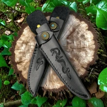 Hộp đựng dao bằng da giả cao cấp, túi đựng dao, hộp đựng dao, giá đỡ dao có khắc họa tiết rắn, có thể treo ở thắt lưng, đơn giản và hiệu quả, bảo vệ dao của bạn và ngăn ngừa cắt tay (hộp đựng dao, không bao gồm dao) - màu đen - Xem 3