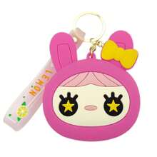Silicone Coin Purse, Cute Rabbit Zipper Closure Portable Hanging Pendant Backpack Charm - Red - View 1