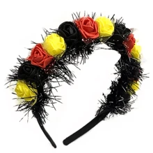 Tiara De Flores Alemã Oktoberfest Vermelha E Preto - Preto - Visão 3