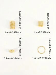 80pcs Mixed Golden Dreadlocks Set, Personalized Street Party Braided Hair Clips Hair Accessories Boho, School Stuff - Gold - View 5