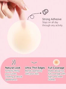 QTEEN TIME Women's Reusable Waterproof Nipple Patches, Women's Underwear Women's Comfortable Bra Set, Invisible Self-Adhesive Nipple Patches, Valentine's Day - Beige - View 5