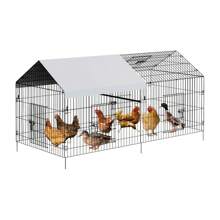 mteryoing 86/130inch Metal Chicken Coo P, Chicken Run Pen For Yard With Cover, Outdoor Metal Portable Chicken Cage With 4 Door And 1 Window For Outside Duck Rabbit Hen - 86"L x 40"W x 40"H - Xem 3