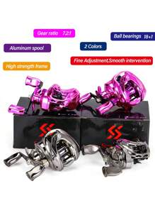 SOUGAYILANG 1pc 2 Color 18+1BB Aluminum Baitcasting Fishing Reel With 7.2:1 High Speed Gear Ratio And Magnetic Brake System, Fishing Tackle For Freshwater And Saltwater - Multicolor - View 3