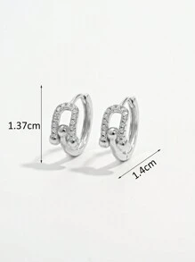 Vaerine 1 对优雅别致简约经典时尚个性化 925 银方晶锆石几何圆形耳环，适合约会、派对、日常佩戴，彰显魅力，配饰礼物 - 均碼 - 查看 4