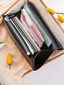 1 Portamonete multifunzionale con texture di litchi, mini portafoglio piccolo con porta carte, in pelle PU morbida