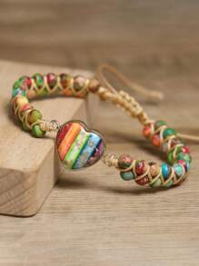 1PC Boho Natural Emperor Stone Love Bracelet With Adjustable Double Layer Winding Bracelet