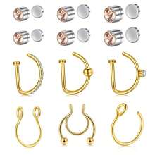 CIZME Fake Earrings Stud Silver Gold Black Fake Cartilage Helix Earring Clip On Earring Hoop, Fake Earrings Stud Silver Gold Fake Cartilage Helix Earring Clip On Earring Hoop 3mm 4mm 5mm - Фальшиві сережки-гвоздики - Переглянути 8