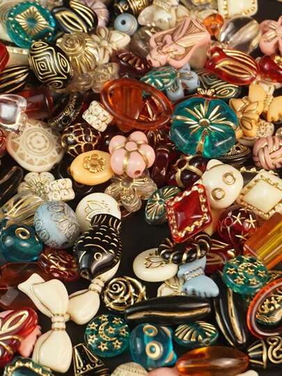 20/50 克复洛克镀金珠，素描手链珠，复古风格带孔，适合 DIY 珠宝和手链制作，随机混合颜色珠子，可制作手链、蝴蝶和花朵设计珠子，非常适合 DIY 手链、耳环和工艺品