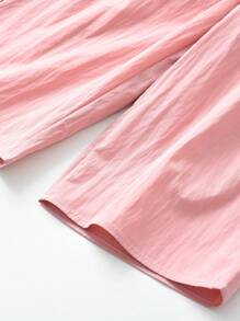 2 件装年轻女孩休闲可爱娃娃图案 T 恤和短裤套装，夏季