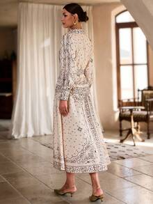 Sollinarry Women's Plant Printed Long Sleeve Dress, Spring New Arrival