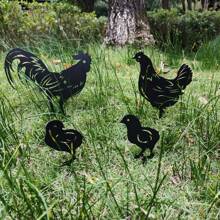 Estatuas y estacas de decoración de jardín metálicas con motivos de gato, perro, gatito, pollo aptas para exterior, resistentes al agua y al óxido, para decoración de jardín y césped, ideales como decoraciones para Día del Padre, Día de la Madre, San Valentín, Navidad, bodas, aniversarios, graduaciones y regalos de inauguración de casa.