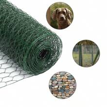 Sonnewelt Multiple Size Options! 50cm / 100cm Height, 10m / 25m Length, Galvanized And Coated Hexagonal Wire Mesh Fence With 27mm Mesh Size, Green / Silver, Suitable For Rabbit Cages And Hare Protection - 綠 10m*0.5m - 查看 6